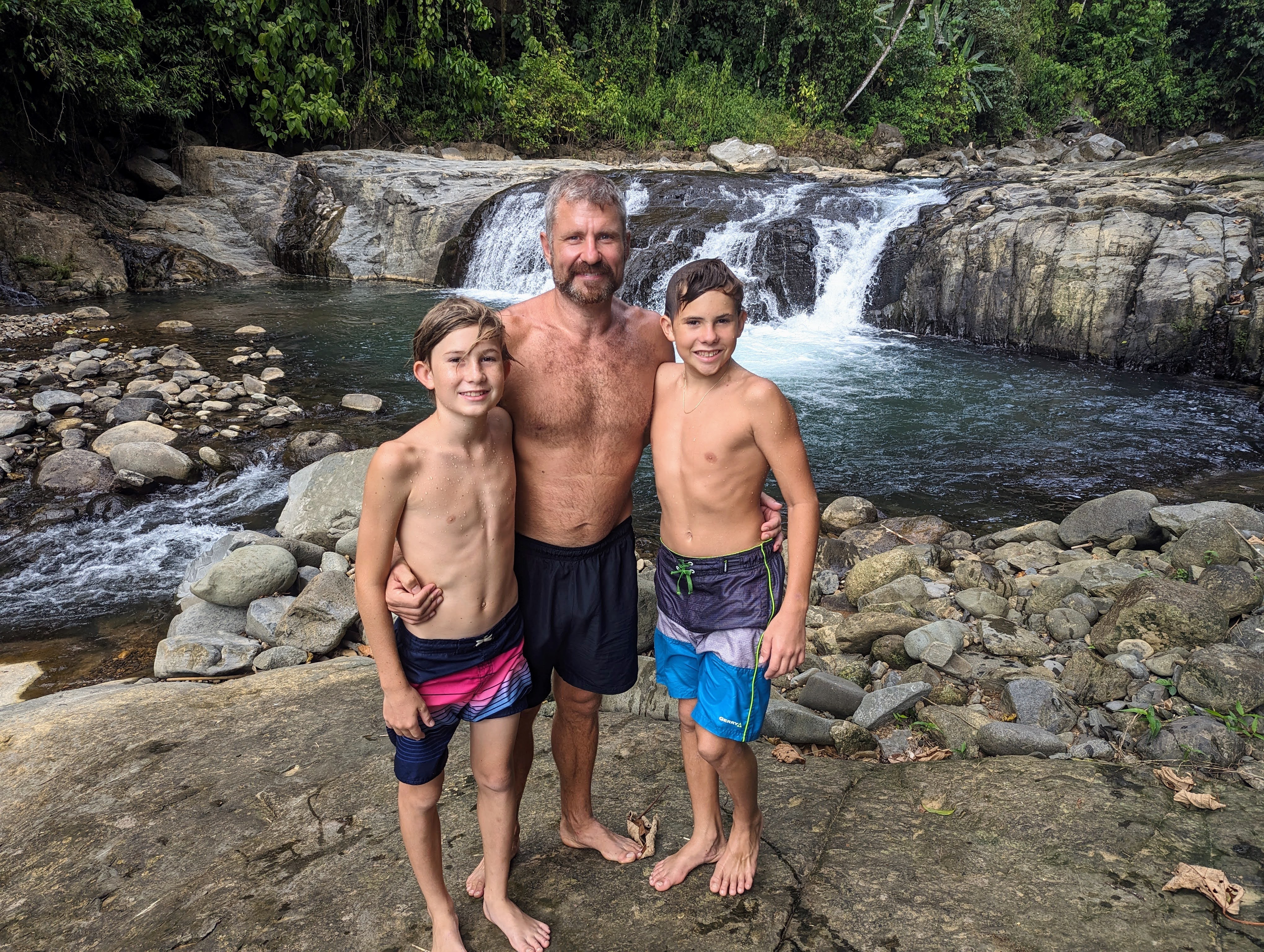 Clinton Wasylishen and his sons exploring nature in Costa Rica.